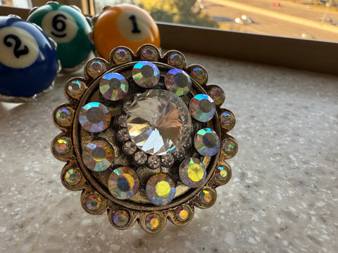 “Wildflower Shine Ring” – AB Crystal Statement Ring