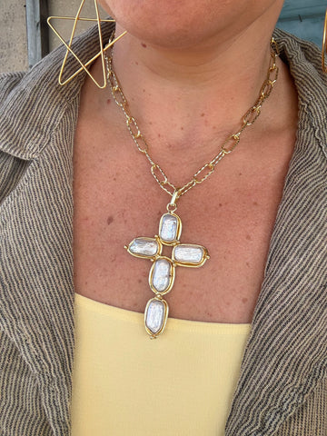 Faith & Freshwater Cross Necklace