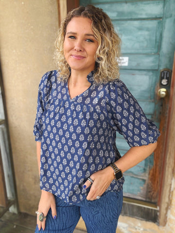 Blue Willow Blouse (S-2X)