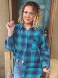Turquoise Waters Wanderlight Plaid Overshirt