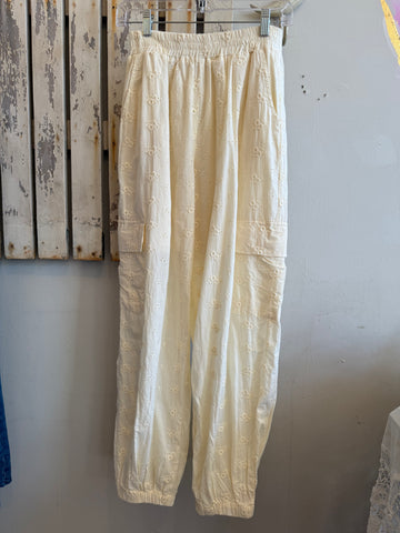 Cream Eyelet Pants