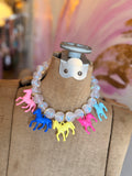 Wild Horse Bubble Necklace by Jennifer Thames Originals -Iridescent/5 horses