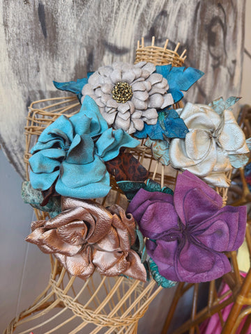 A Rare Bird Handmade Leather Bloom Pin
