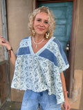 Denim Bloom Boho Top