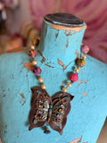 Rustic Romance Leather Butterfly Necklace