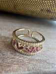 "Pink Hearts" Bling Ring: Adjustable Ring by JTO