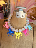 Wild Horse Bubble Necklace by Jennifer Thames Originals -Iridescent/5 horses