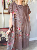 Embroidered Chocolate Maxi Tee Dress