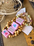 🀄️💖 Pink Lucky Tile Mahjong Bracelet  by Jennifer Thames Originals