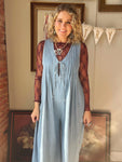 Pleated Denim Washed Jumpsuit