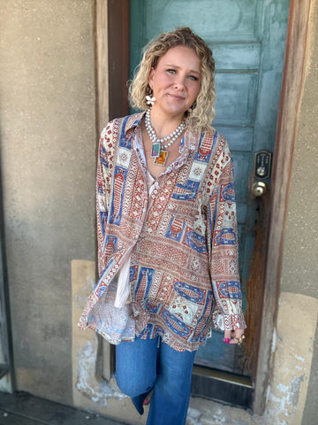 Boho Canvas Trompe L’Oeil Shirt