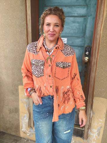 Rust + Rebel Paint Splatter Shacket