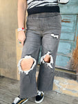 Vintage Black Stretch Wide-Leg Jeans