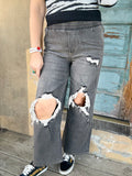 Vintage Black Stretch Wide-Leg Jeans