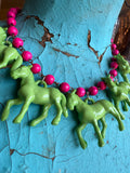 Green/Pink Pony Parade Pearl Necklace