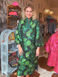 Emerald Glow Jacquard Midi Dress