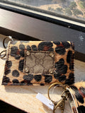 Leopard GG Card Holder Keychain