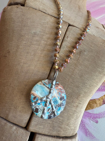 Hippie Chic Wearable Art - Gemstone Peace Necklace H