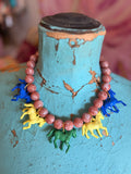 Wild Horse Necklace - Taupe/blue yellow green