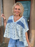 Denim Bloom Boho Top
