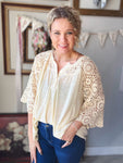 Cream Crochet Sleeve Top