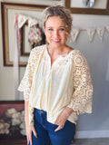 Cream Crochet Sleeve Top