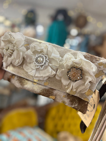 A Rare Bird Clutch Purse Ivory Flowers