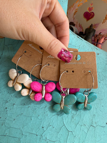Dyed Howlite Butterfly Earrings