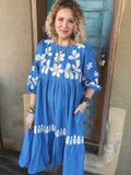 Denim Daydream Embroidered Dress