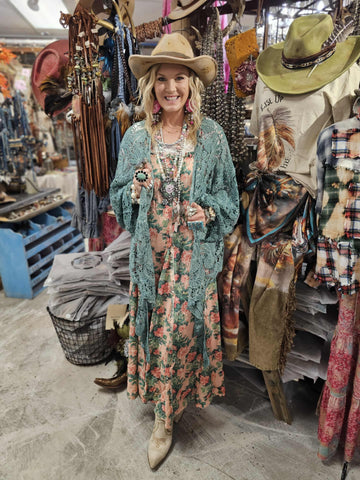 A Rare Bird Teal Crochet Throw Over