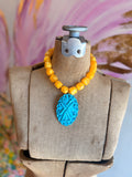 Turquoise Timber Statement Necklace - Yellow or Pink