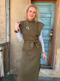Olive Hour Knit Midi Dress