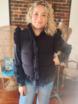 Black Bow Puffer Vest