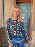 Midnight Flutter Oversized Tee — Charcoal
