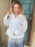 Whisper Eyelet Lace Button-Down Blouse
