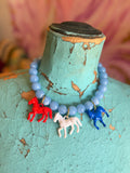 Wild Horse Bubble Necklace by Jennifer Thames Originals - Blue R/W/B