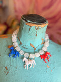 Wild Horse Bubble Necklace by Jennifer Thames Originals - White R/W/B
