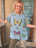 Wings & Wildflowers Tee - Blue Slate