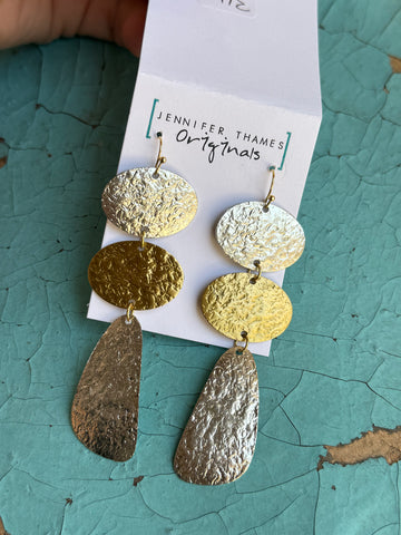 Silver & Gold Textured Dangles - Jennifer Thames Originals
