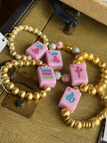 Pink Tile Mahjong Bracelet