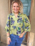 Avocado Petal Peplum Top