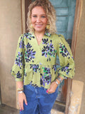 Avocado Petal Peplum Top