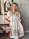 Taupe/Rust Embroidered Dress