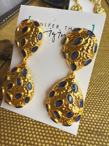 Jennifer Thames Originals – Night Blue Teardrop Link Earrings