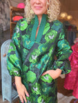 Emerald Glow Jacquard Midi Dress