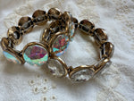 Chunky Round Crystal Stretch Bracelet - Gold or Silver/Clear or AB