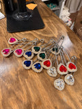 Big Sparkly Heart Safety Pin by Jaded Gypsy
