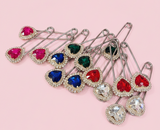 Big Sparkly Heart Safety Pin by Jaded Gypsy