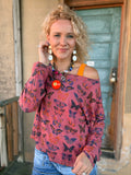 Mauve Flutter Oversized Tee — Dusty Rose