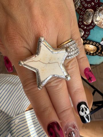 Howlite Star Ring